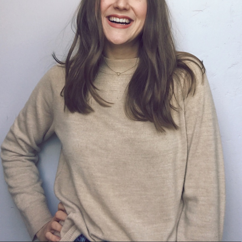 Mock Neck Tan Sweater